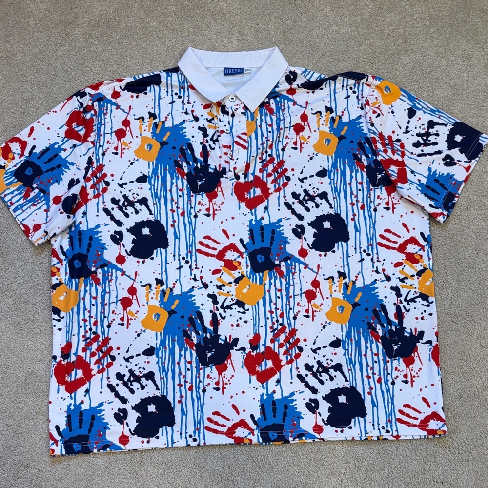 Colorful Handprint Polo Shirt